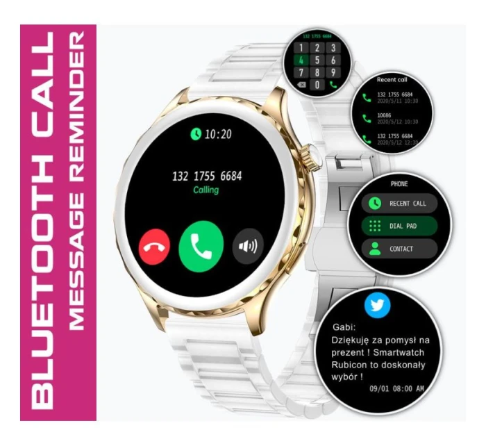 Dámské chytré hodinky Gold + Strap Pink model 21804967 - RUBICON Dámské chytré hodinky Gold + Strap Pink model 21804967 - RUBICON