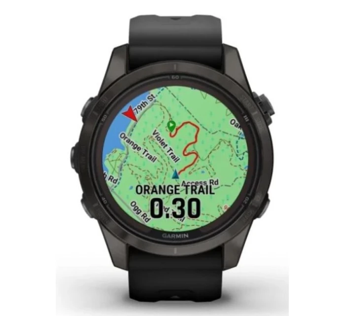 Hodinky Garmin Fenix 7S Pro 42mm Sapphire Solar šedé titánové DLC s čiernym remienkom Hodinky Garmin Fenix 7S Pro 42mm Sapphire Solar šedé titánové DLC s čiernym remienkom