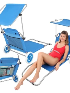 SKLADACIE BAZÉNY SO STRIECHOU NA KOLESÁCH 116x62x60-90cm MODRÉ