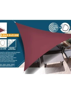 ZÁHRADNÝ SLNEČNÍK TROJUHOLNÍK 3,6X3,6X3,6M BORDOVÁ
