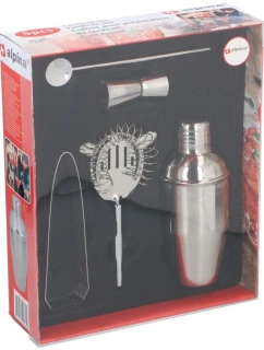 ZESTAW BARMAŃSKI 5 ELEMENTÓW SHAKER DO DRINKÓW SZCZYPCE ALPINA