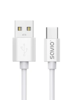 SAVIO KÁBEL USB-A - USB-C, 3 M, BIELY, CL-168
