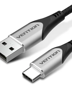 Opletený kabel USB-A na USB-C Vention 3A 480Mbps 1m šedý