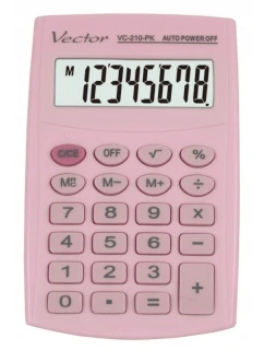 Vrecková kalkulačka Vector Kector KAV VC-210 PK, 8-miestna, 64x98,5 mm, svetloružová