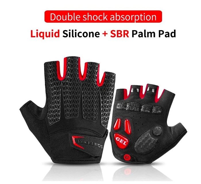 Cyklistické rukavice Rockbros S169BR S s gélovými vankúšikmi - čierne/červené Cyklistické rukavice Rockbros S169BR S s gélovými vankúšikmi - čierne/červené