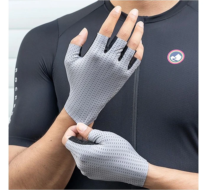 Rockbros priedušné cyklistické rukavice, krátke prsty, veľkosť: S - sivé Rockbros priedušné cyklistické rukavice, krátke prsty, veľkosť: S - sivé