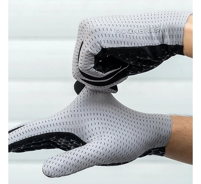 Rockbros Priedušné cyklistické rukavice, plné, veľkosť: L - zelené Rockbros Priedušné cyklistické rukavice, plné, veľkosť: L - zelené