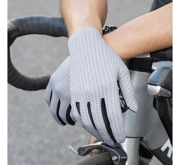 Rockbros Priedušné cyklistické rukavice, plné, veľkosť: L - sivé Rockbros Priedušné cyklistické rukavice, plné, veľkosť: L - sivé