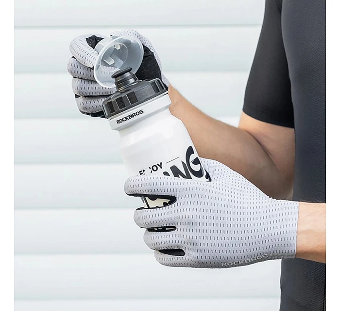 Rockbros Priedušné cyklistické rukavice, plné, veľkosť: XL - sivé Rockbros Priedušné cyklistické rukavice, plné, veľkosť: XL - sivé