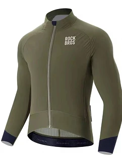 Rockbros YDWT014 zimná dvojvrstvová fleecová cyklistická bunda veľkosť XL - zelená