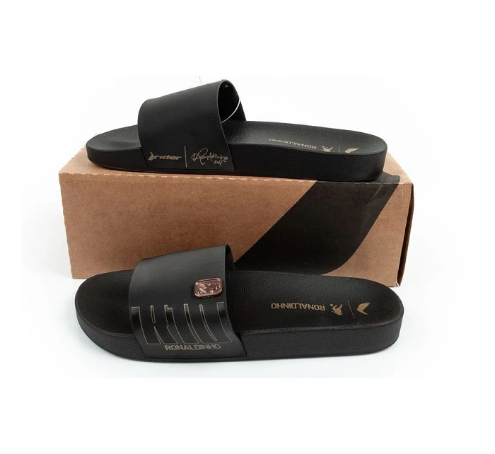 Pánske športové žabky R10 Slide pohodlné čierne papuče Rider Pánske športové žabky R10 Slide pohodlné čierne papuče Rider