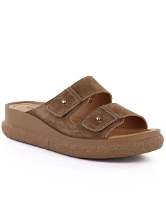 Dámske kožené žabky na platforme hnedé Vinceza 66916