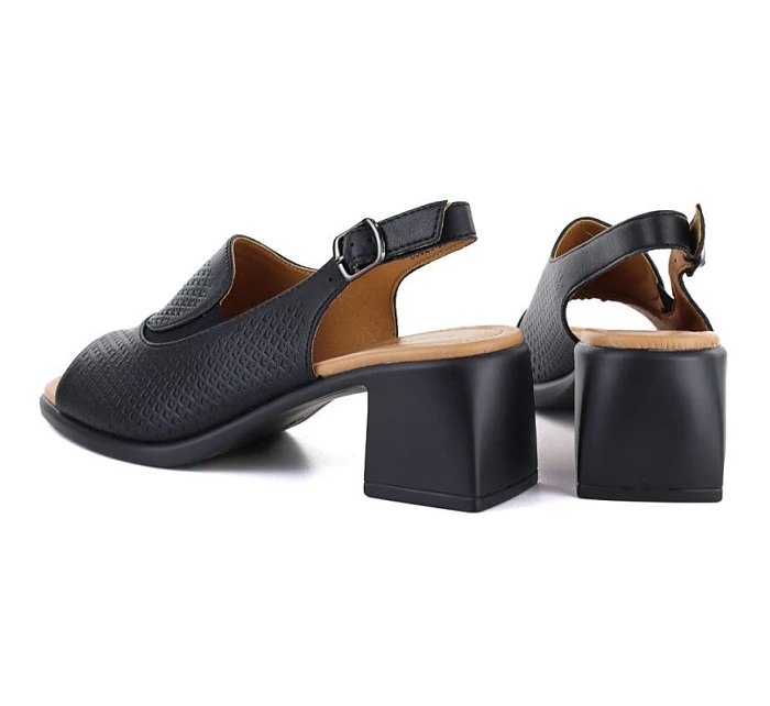 Dámske kožené sandále na podpätku čierne Vinceza 26-66920 Dámske kožené sandále na podpätku čierne Vinceza 26-66920