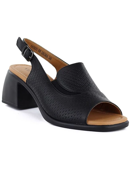 Dámske kožené sandále na podpätku čierne Vinceza 26-66920 Dámske kožené sandále na podpätku čierne Vinceza 26-66920