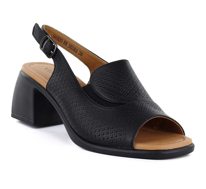 Dámske kožené sandále na podpätku čierne Vinceza 26-66920 Dámske kožené sandále na podpätku čierne Vinceza 26-66920