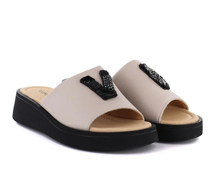 Dámske kožené žabky na platforme béžové Vinceza 66950 Dámske kožené žabky na platforme béžové Vinceza 66950