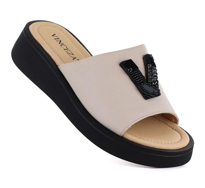 Dámske kožené žabky na platforme béžové Vinceza 66950 Dámske kožené žabky na platforme béžové Vinceza 66950