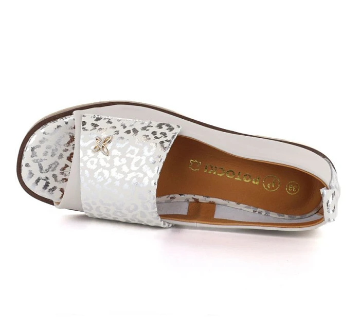 Dámske kožené topánky s otvorenou špičkou béžové Potocki JE19397 Dámske kožené topánky s otvorenou špičkou béžové Potocki JE19397