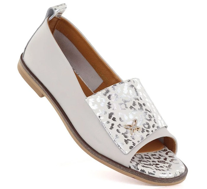 Dámske kožené topánky s otvorenou špičkou béžové Potocki JE19397 Dámske kožené topánky s otvorenou špičkou béžové Potocki JE19397