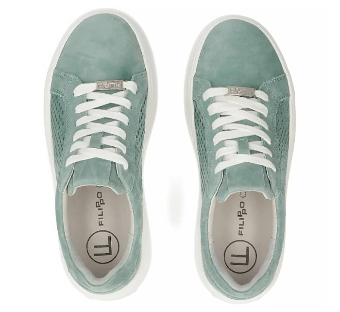 Dámské kožené polobotky ažurové zelené Filippo DP7520/26 Dámské kožené polobotky ažurové zelené Filippo DP7520/26