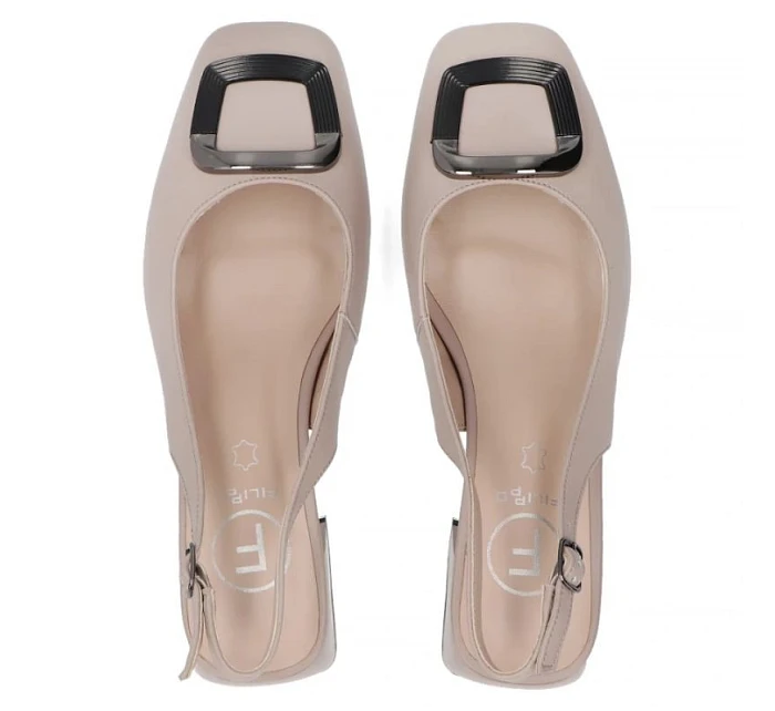 Béžové kožené lodičky s páskem Filippo DP6183 Béžové kožené lodičky s páskem Filippo DP6183