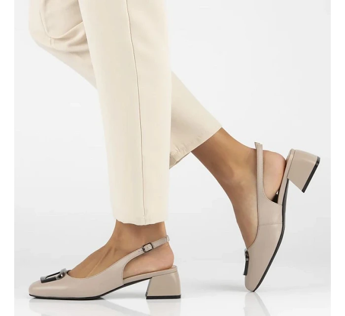 Béžové kožené lodičky s páskem Filippo DP6183 Béžové kožené lodičky s páskem Filippo DP6183