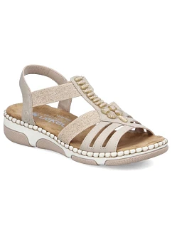 Dámske sandále na podpätku Romans beige Rieker 66201-62