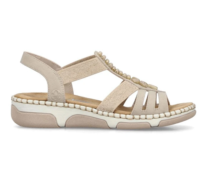 Dámske sandále na podpätku Romans beige Rieker 66201-62 Dámske sandále na podpätku Romans beige Rieker 66201-62