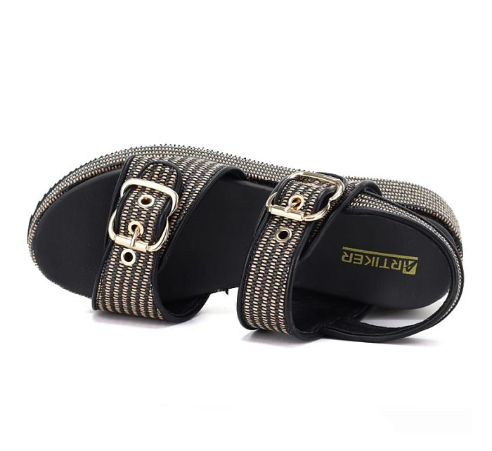 Dámske sandále na platforme čierno-zlaté Artiker 58C1741 Dámske sandále na platforme čierno-zlaté Artiker 58C1741