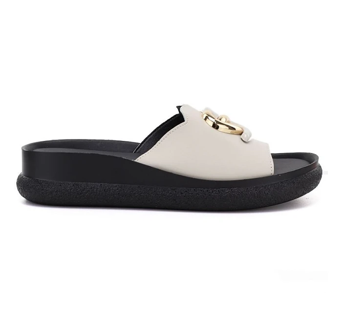 Dámske kožené žabky na platforme béžovej farby S.Barski KV61-6046 Dámske kožené žabky na platforme béžovej farby S.Barski KV61-6046