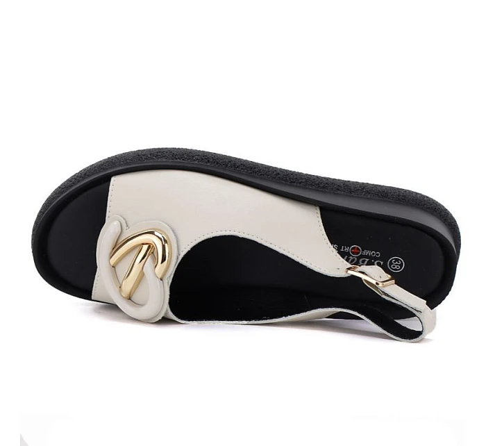 Dámske kožené sandále na platforme béžovej farby S.Barski 61-6047 Dámske kožené sandále na platforme béžovej farby S.Barski 61-6047