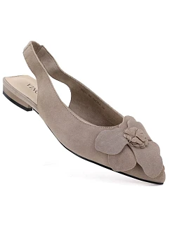 Dámské kožené květinové sandály béžové Vinceza 26-66951