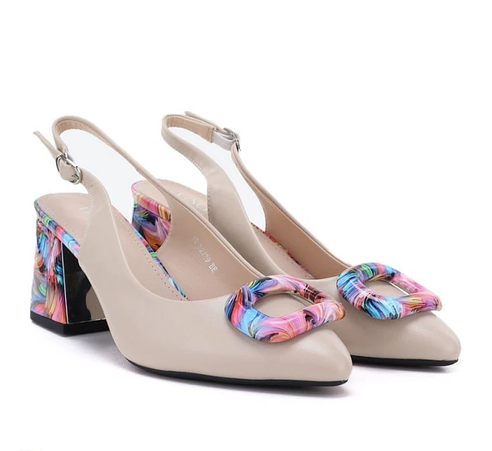 Béžové zdobené lodičky na podpätku Vinceza 62278 Béžové zdobené lodičky na podpätku Vinceza 62278