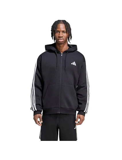 Pánská mikina adidas Essentials 3-Stripes Fleece Full-Zip Hoodie, černá, KY6559