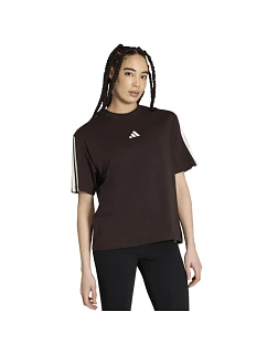 Dámské tričko adidas Essentials 3-Stripes Boyfriend, tmavě hnědé, KX0794