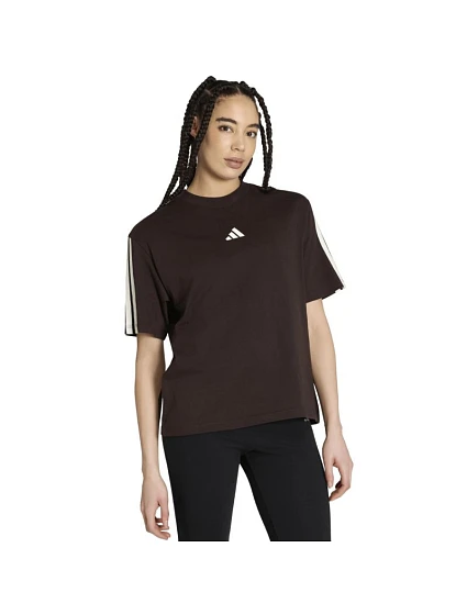 Dámské tričko adidas Essentials 3-Stripes Boyfriend, tmavě hnědé, KX0794 Dámské tričko adidas Essentials 3-Stripes Boyfriend, tmavě hnědé, KX0794