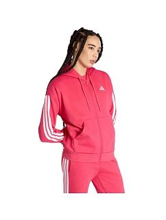 Dámská mikina adidas Essentials 3-Stripes Full-Zip Fleece Hoodie, růžová, KF6272