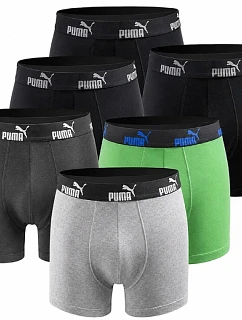 Puma boxerské trenýrky pro muže Boxershorts 6PAK černé, zelené, šedé