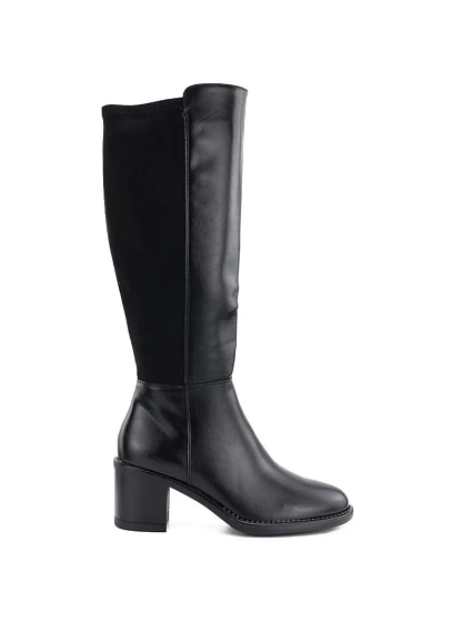 Dámské kozačky na podpatku s elastickým černé, model 22388587 - VINCEZA Dámské kozačky na podpatku s elastickým černé, model 22388587 - VINCEZA
