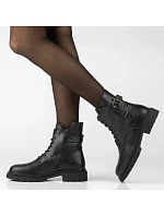 Dámské kožené černé boty ve stylu workerů Filippo DBT8018 Dámské kožené černé boty ve stylu workerů Filippo DBT8018