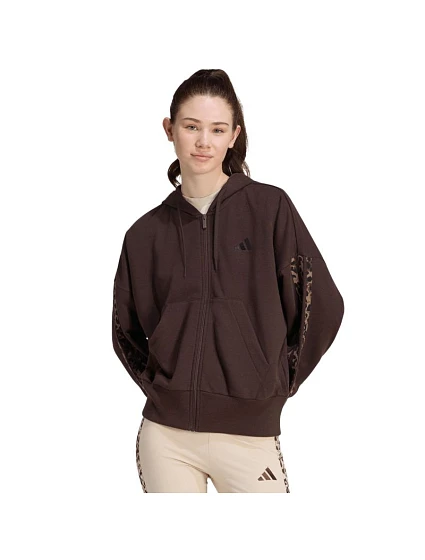 Dámska mikina adidas Seasonal Essentials Animal Print 3-Stripes Full-Zip Hooded, hnedá, KV9299 Dámska mikina adidas Seasonal Essentials Animal Print 3-Stripes Full-Zip Hooded, hnedá, KV9299