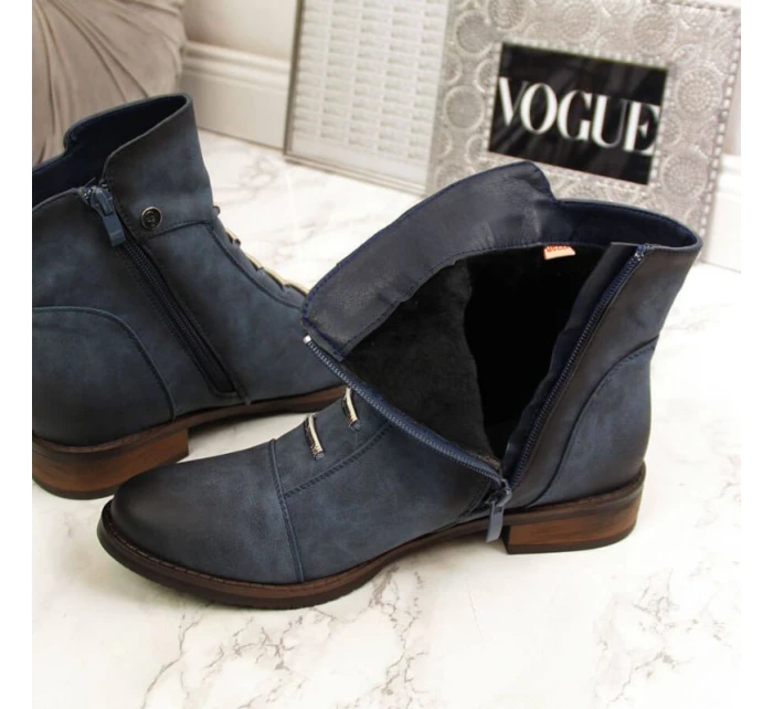 Dámské boty s ozdobami zateplené modré Jezzi Dámské boty s ozdobami zateplené modré Jezzi