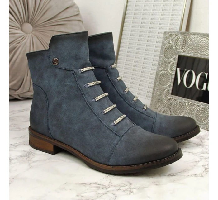 Dámské boty s ozdobami zateplené modré Jezzi Dámské boty s ozdobami zateplené modré Jezzi