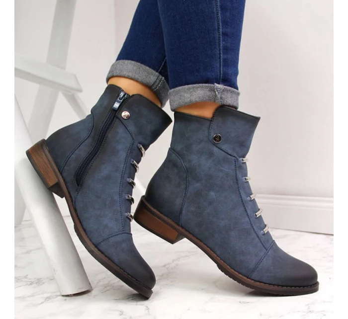 Dámské boty s ozdobami zateplené modré Jezzi Dámské boty s ozdobami zateplené modré Jezzi