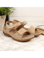 Sandále na podpätku so suchým zipsom eVento W EVE223A beige