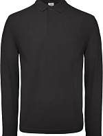 B&C ID.001 LSL Pánske polo s dlhým rukávom z piké 01.0I12 čierne