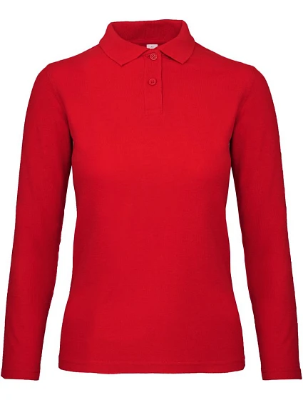 B&C ID.001 LSL /women Dámske polo tričko s dlhým rukávom z piké 01.0I13 červené