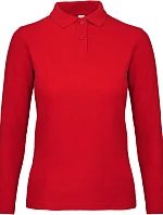 B&C ID.001 LSL /women Dámske polo tričko s dlhým rukávom z piké 01.0I13 červené