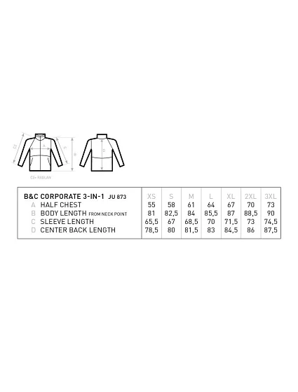 B&C Corporate 3-v-1 parka dark grey model 22452507 B&C Corporate 3-v-1 parka dark grey model 22452507