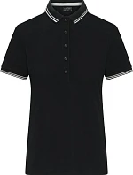 Daiber JN 1305 Dámske ťažké piqué polo s prúžkami 02.1305 čierna/biela/sivá